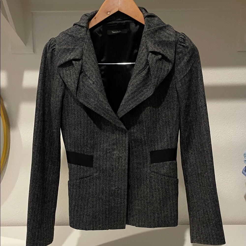 Tahari Charcoal Pinstripe Women's Blazer
